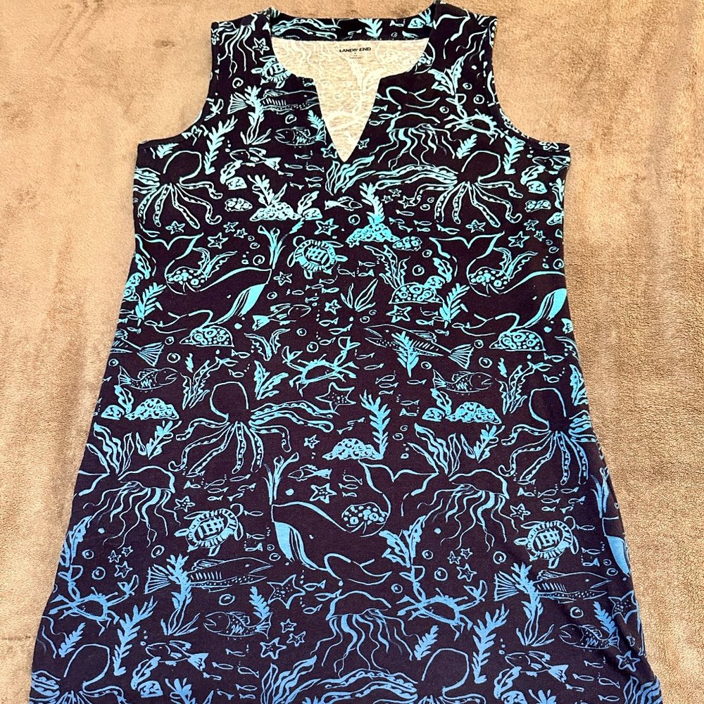 Lands' End Splitneck Swim Cover-Up - Tunic-Style Dress